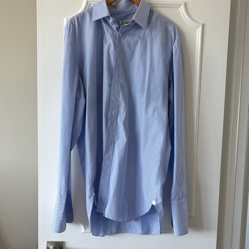 Bergdorf Goodman – Borrelli Men’s Striped Dress Shirt (Blue)